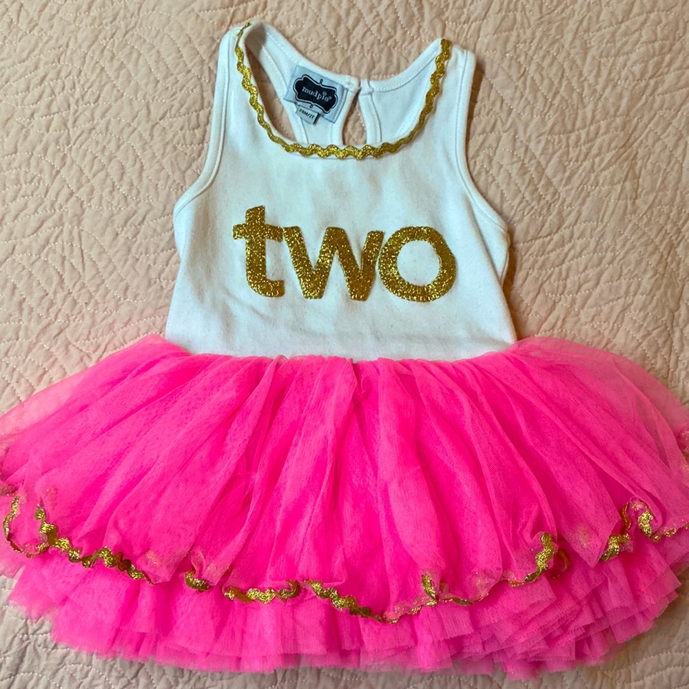 Girls “TWO” tutu dress for birthday mud pie